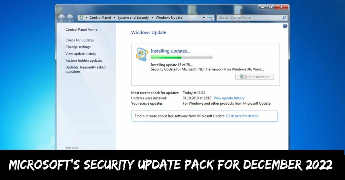 Microsoft’s Security Update Pack for December 2022