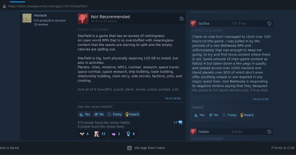 Starfield Steam Reviews