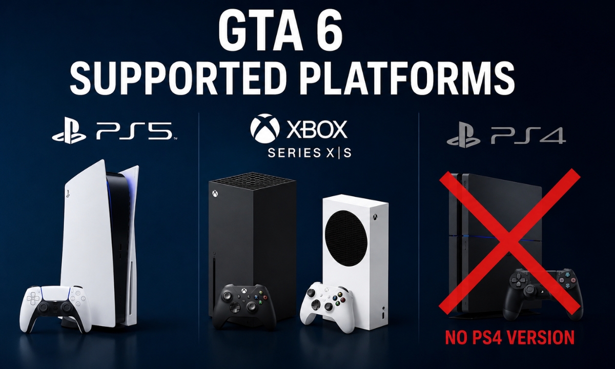 GTA 6 supported platforms showing PS5 and Xbox Series X/S only