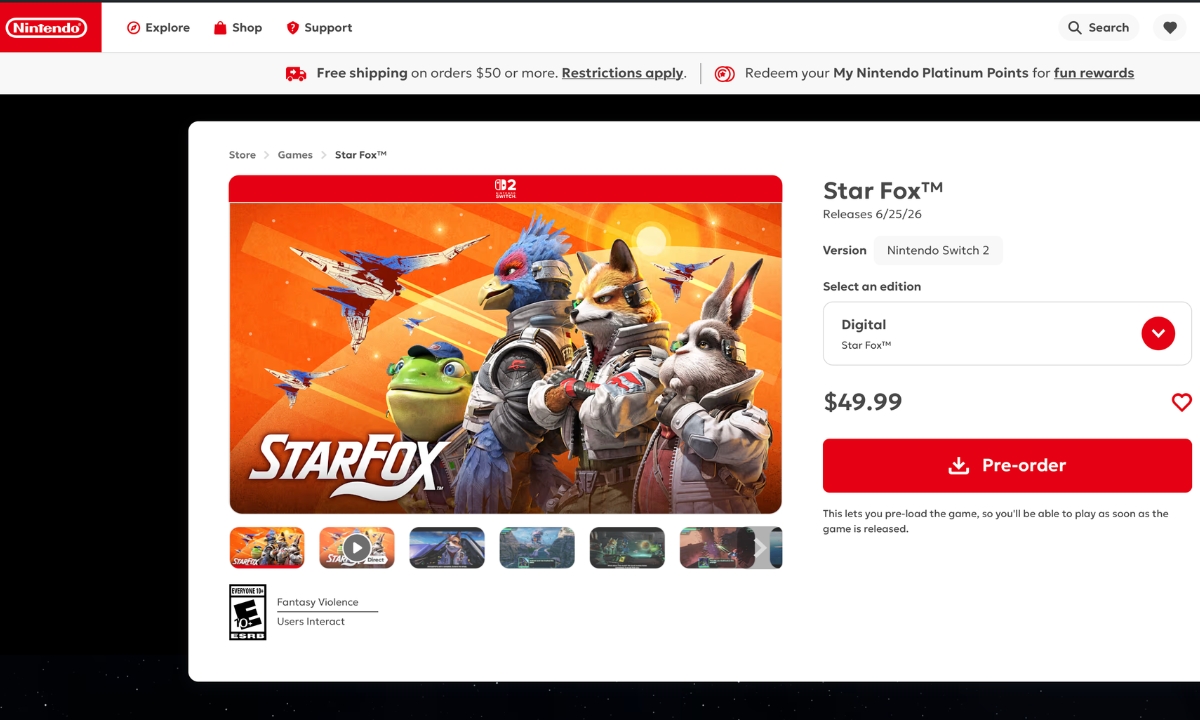 Star Fox Nintendo Switch 2 Preorders