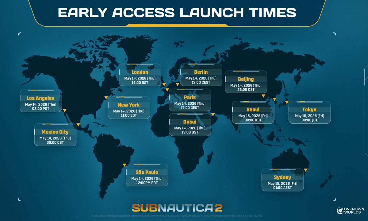 Subnautica 2 Early Access global launch times